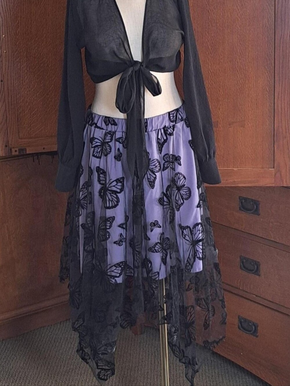 NEW WITH TAGS 🦋 Romwe Goth Butterfly Mesh Skirt Size Large